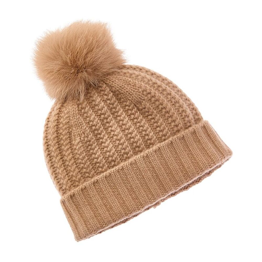 Sofiacashmere Textured Cable Cashmere Hat, Brown